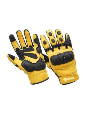Riding Gloves Motorcycle Leather Protective Knuckles Armor Touchscreen Yellow